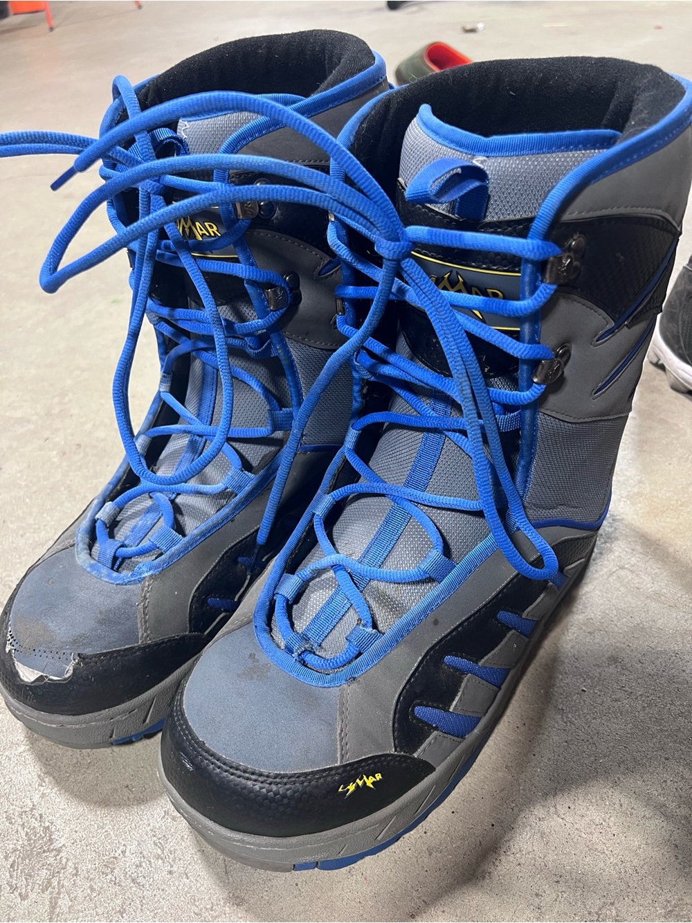 Unbranded Men's Gray and Blue Lace-Up Winter Boots